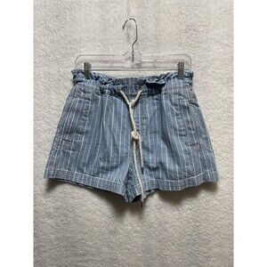 LOFT Women's Blue Striped Rope Drawstring Shorts Size S Nautical Paperbag
